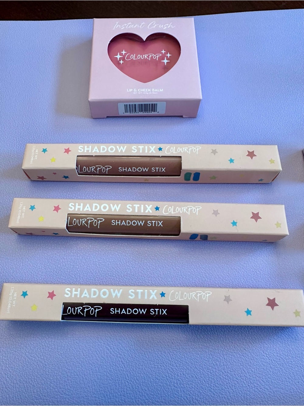 ColourPop Makeup Bundle – 3 Shadow Stix + Lip & Cheek Balm Set NIB